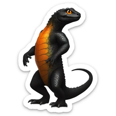 Black Shiny Reptile with Orange belly Full Body sticker