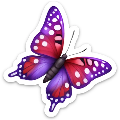 Red and purple spotted butterfly sticker