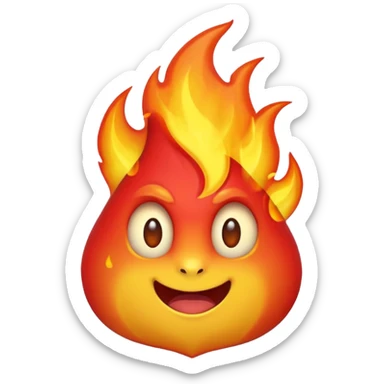 Flame illustrated in a playful and vibrant matte glass style, representing the fun and exciting aspects of the app firecrawl sticker