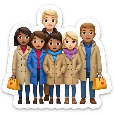 people waiting to enter a store without bags sticker