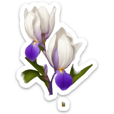 magnolia and iris flowers sticker