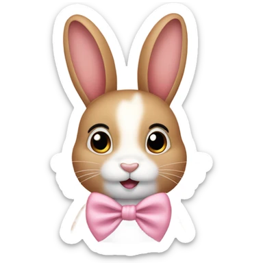 Bunny with soft pink bow  sticker