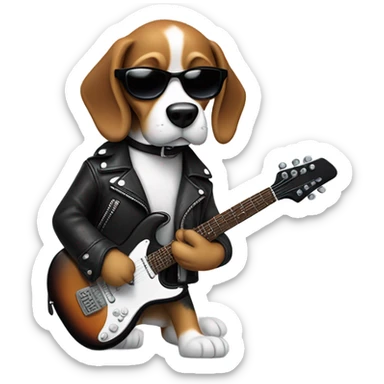 Rock and roll beagle sticker