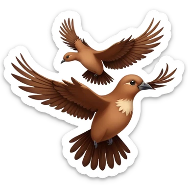 Three birds flying together in the sky, wings outstretched, moving in harmony, creating a peaceful and dynamic scene. sticker