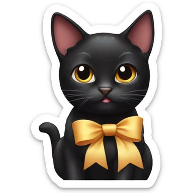 Black cat with bow  sticker
