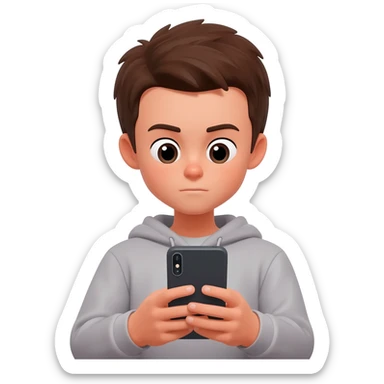boy using him phone sticker