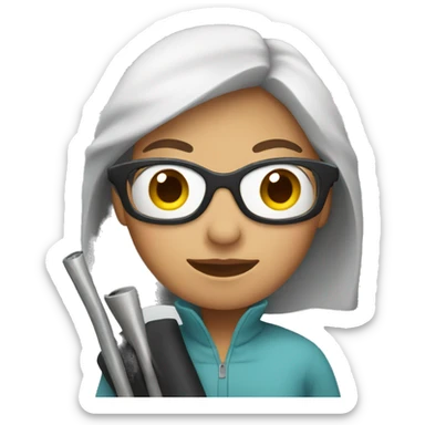 blind woman with blind pole sticker