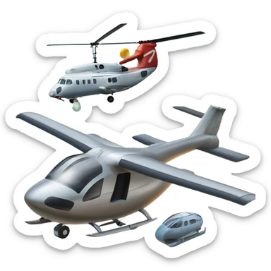 Plane and helicopter colliding sticker