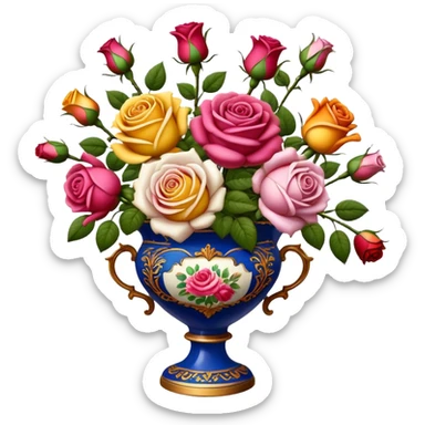 Assorted Roses in a vintage vase sticker