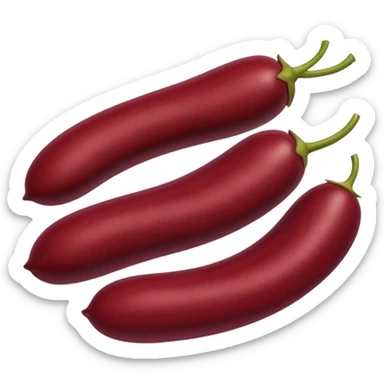 3 to 5 kidney beans, loosely grouped, smooth and shiny, deep red-maroon, curved kidney shape, slight size and hue variation, dry and firm, 3D clean style, transparent background, optimized for emoji size sticker