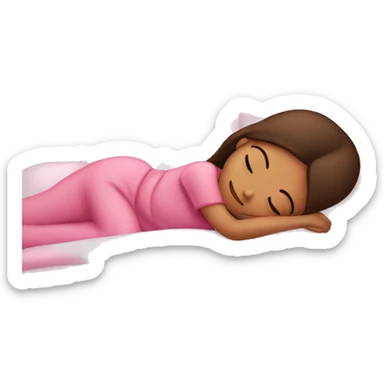 girl sleeping in pink bed, brunette sticker