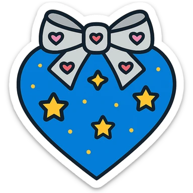 heart with a starry sky, silver bow with heart pattern sticker