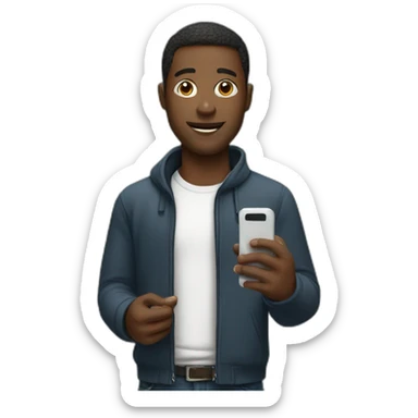 black man with cell phone in hand sticker