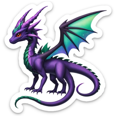 Void-Black Star-Dusted Night-Shimmered Cosmic-Winged Draconic Noivern-Rayquaza-Lunala creature (full body) sticker