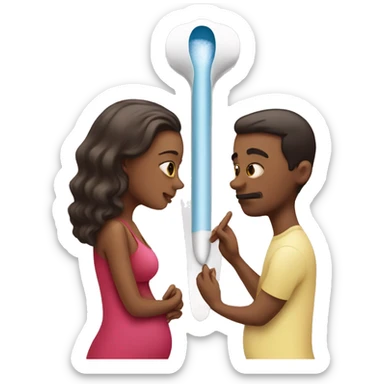 couple looking at pregnancy test sticker