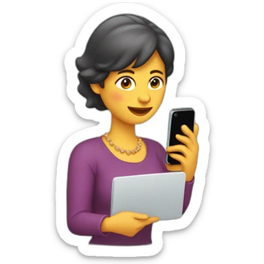 Mujer con teléfono móvil en la mano sticker