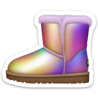 Pair of iridescent fur Ugg boots.  sticker