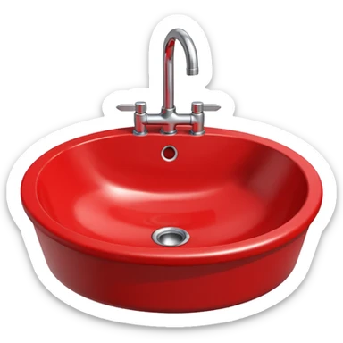 a sink with a red circular no sign sticker