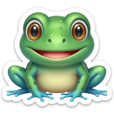 cyan cute frog kawaii eyes should be cuter sticker