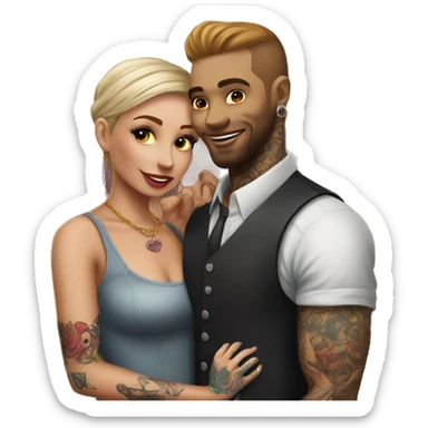 Romantic carnival date for beautiful tattooed couple sticker