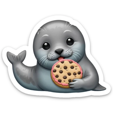 Seal eating a cookie sticker