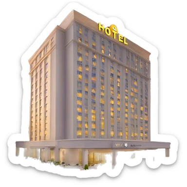 5 starts hotel building with sign “hotel” sticker