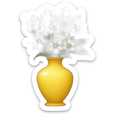 a vase with yellow and white small flowers sticker