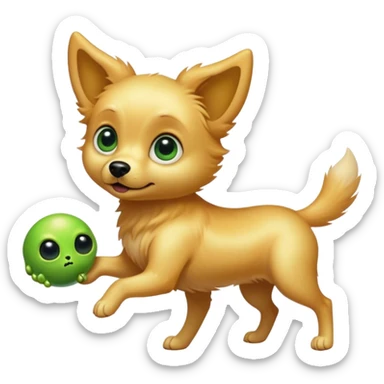 dog playing fetch with alien sticker