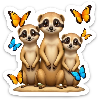 Meerkats and butterflies  sticker