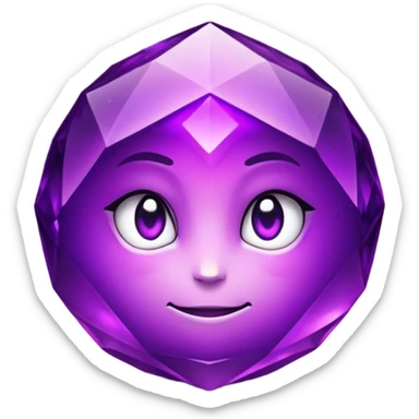 Cinematic Realistic Amethyst Emoji, Rich and soothing, with smooth, polished purple facets catching the light and casting soft, calming reflections. The deep violet hue seems to glow with an ethereal light, radiating peaceful energy and elegance. Soft glowing outline, capturing the essence of tranquility and mystery in a stunning amethyst. sticker