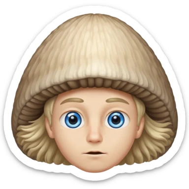 make a white American boy with blue eyes long eyelashes huge huge head in the shape of a triangle and mushroom hair a bit of a unibrow wanna be fluffy hair but is straight and tiny Bodie sticker
