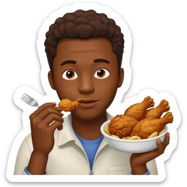 Black guy eating fried chicken  sticker
