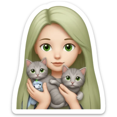 make it with greener eyes and straight long hair with grey kitten sticker
