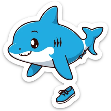 cute little shark wearing blue shoes sticker