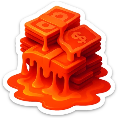 Change the money to a vivid red color, remove the background so it is transparent, keep the lava effect vibrant and dramatic with fiery lava glow and intense heat effect. sticker