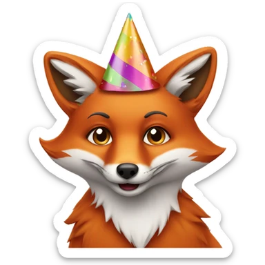 Fox wearing a party hat sticker