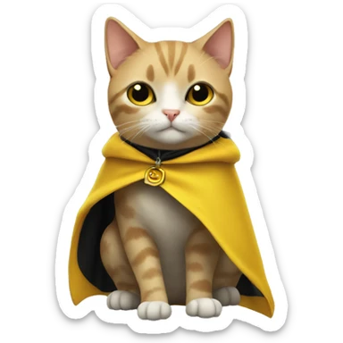 A cat in a black and yellow cape, Lovable sticker