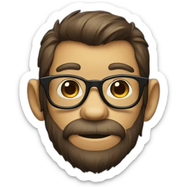 A monkey man with glasses and a beard sticker
