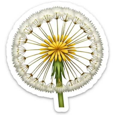a dandelion flower with many blow-seeds on it sticker