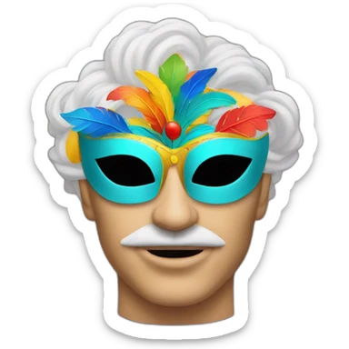 man with a carnaval mask on the head, hiding all the face sticker