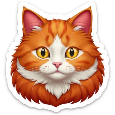 red cat with a white breast, a red spot on the chin. yellow eyes. fluffy. sticker