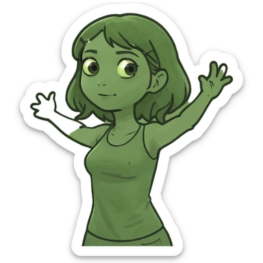 Girl grabbing something   sticker