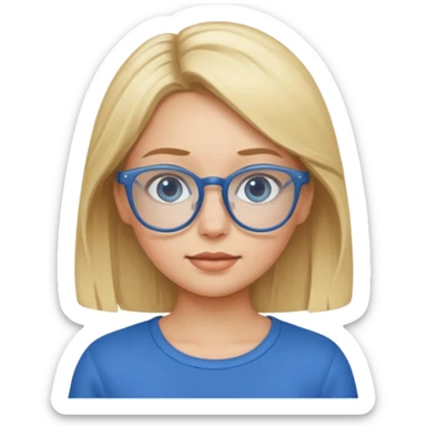 blond girl with eyeglass and blue outfit sticker