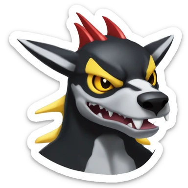 Black Cool Edgy Nargacuga-Houndoom-Garchomp-Noivern Fakémon  with White and Red and yellow and black Edgy markings sticker