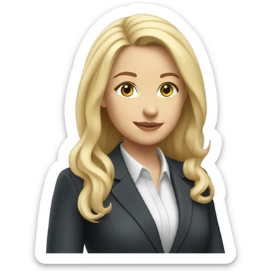 Pretty Caucasian blonde woman with pretty hair in a suit working  sticker
