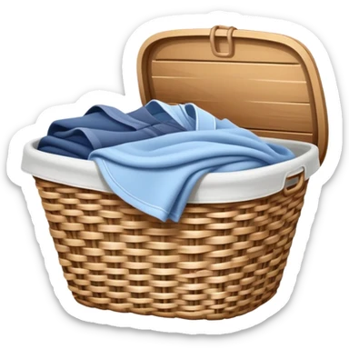 laundry basket with clean clothes sticker