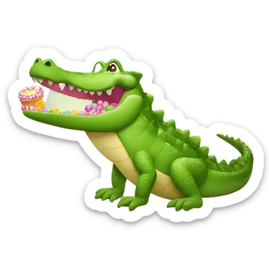 crocodile with sweets  sticker
