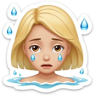 Girl crying a sea of tears sticker