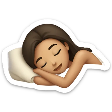 Brunette girl sleeping cozy in a bed sticker