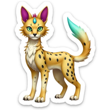 Epic Edgy Colorful ethereal eldritch Sergal-Serval-Fionbri full body sticker